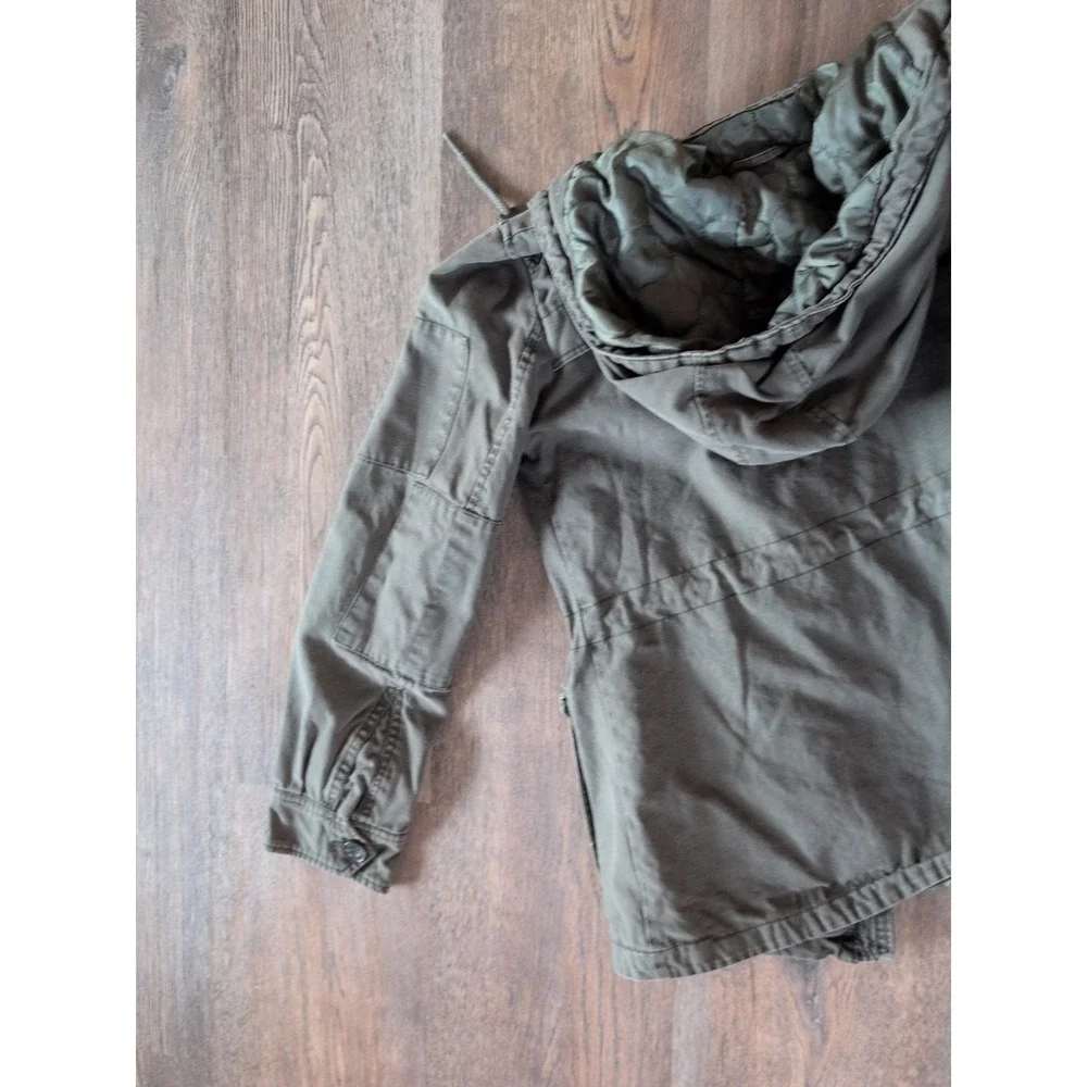 Levis Jacket Womens Med Green Field Hooded Pockets Outdoors Quilted Lined - Picture 13 of 14